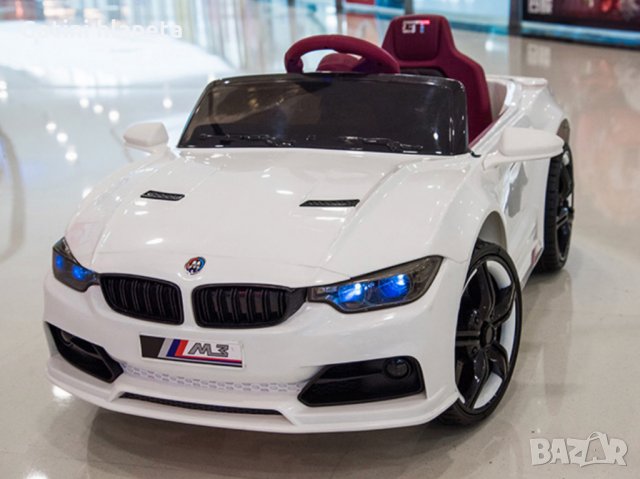 Акумулаторен КОЛА тип BMW M3 12V с меки гуми с Кожена седалка , снимка 13 - Детски велосипеди, триколки и коли - 37299413