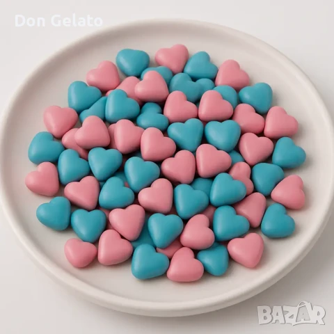 Захарни сърца за украса розови и сини – Baby Love микс