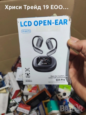 Open-Ear слушалки преводач Q16 Pro с LCD дисплей на кейса – IPX6 Водоустойчиви