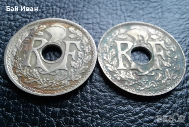 Стара монета 25 сантима 1930 г. и 1933 г. Франция - топ !, снимка 14 - Нумизматика и бонистика - 42219848