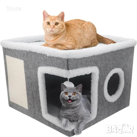 Котешка къщичка 2 в 1 с драскалка и легло, снимка 2 - За котки - 56089556