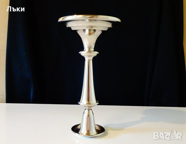 Немски посребрен свещник 20 см. , снимка 2 - Антикварни и старинни предмети - 29223005