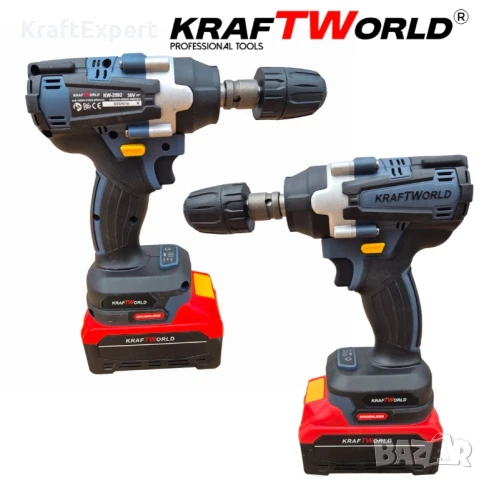 Комплект 4в1 KraftWorld Безчеткови Машини Гайковерт-винтоверт, Ъглошлайф и Перфоратор, снимка 3 - Други инструменти - 50483743