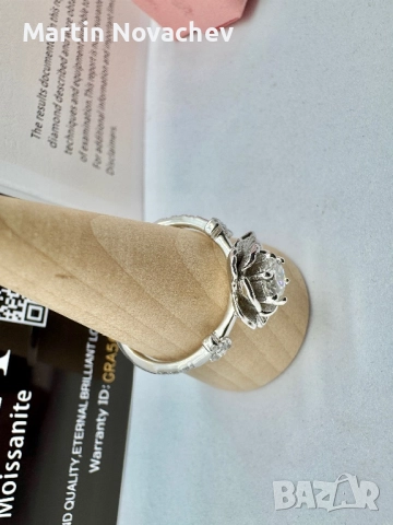 Сребърен пръстен с мойсанит (Диамант) 0.5 карата, снимка 5 - Пръстени - 52370503