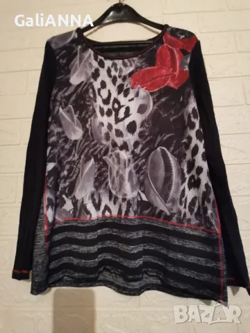 СТРАХОТНА БЛУЗА ЕФЕКТЕН ДЕСЕН XL-2XL, снимка 3 - Туники - 48605874