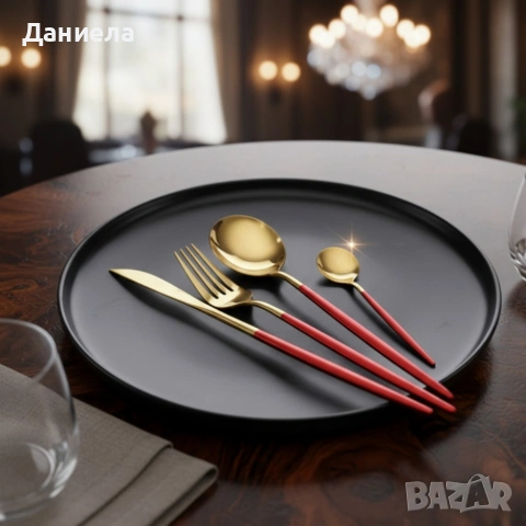 Комплект прибори за хранене от 24 части с луксозен дизайн и магнитна кутия, снимка 6 - Прибори за хранене, готвене и сервиране - 53198017