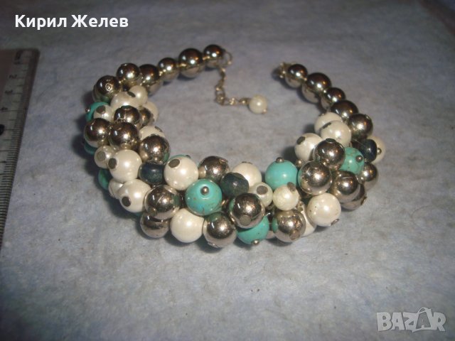 ПОСРЕБРЕНА РЕТРО ПЕРЛЕН ТИП СТИЛНА ЕФЕКТНА ГРИВНА 30134, снимка 5 - Гривни - 37900881