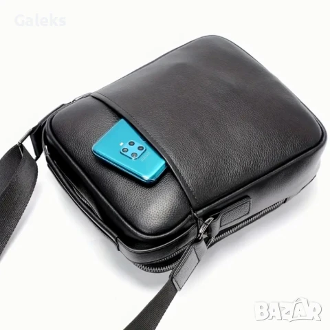 Топ*Луксозна,елегантна  бутикова мъжка кожена чантичка /Черна естест. кожа!, снимка 3 - Чанти - 50959568