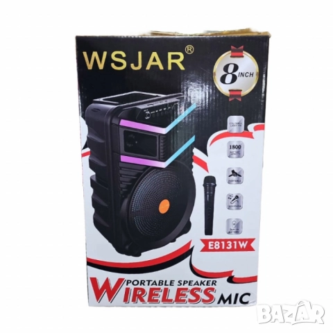 Преносима безжична тонколона с мощен звук и LED ефекти WSJAR E8131W, снимка 2 - Тонколони - 52125754