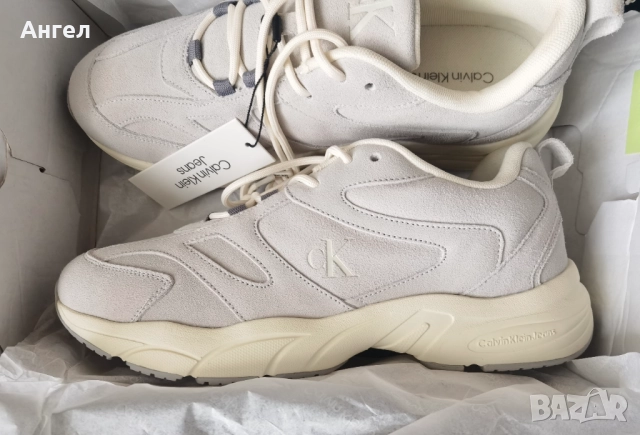 Нови маркови маратонки Calvin Klein Jeans Retro Tennis Low Mg Mix велур 43, снимка 4 - Маратонки - 52096407