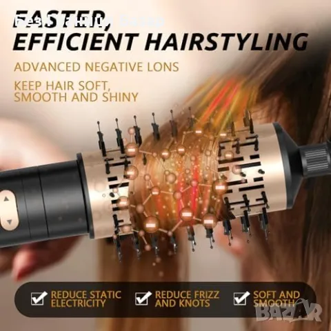 Нов Йонен Сешоар с Термо Четка, 2 Глави, 850W за Обем и Къдрици жени, снимка 7 - Сешоари - 49484428