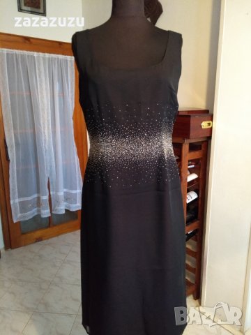 Дълга черна дамска рокля с бляскави мотиви, снимка 2 - Рокли - 30703699