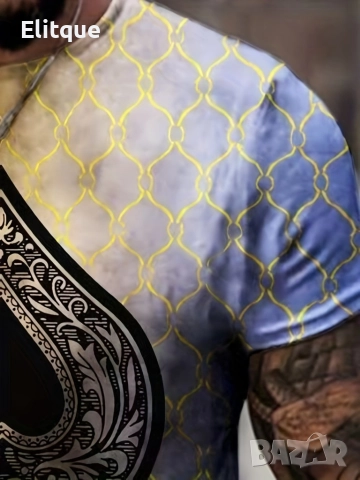 Мъжка тениска с графичен принт с акцент Асо пика, снимка 8 - Тениски - 52866533