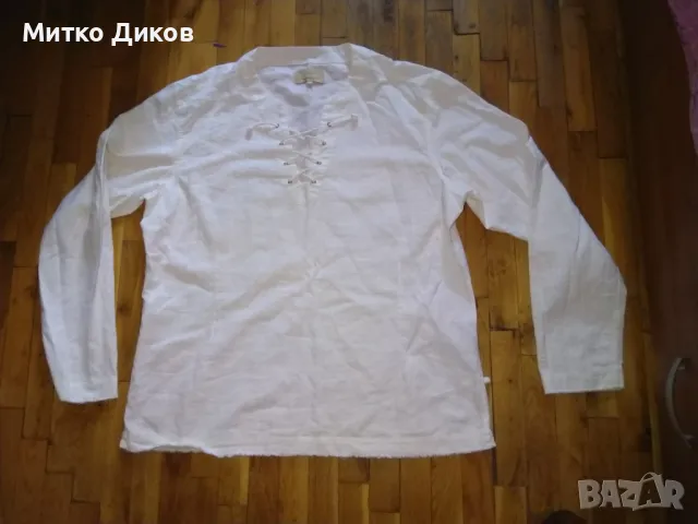 De Blasio маркова мъжка риза лен и памук нова винтидж стил с връзки размер Л