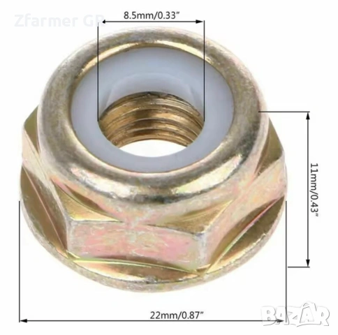 Гайка за редуктор на бензинов тример 10 х 1,25мм. гайка за храсторез моторна коса