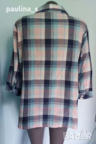 Памучна дамска риза в каре / голям размер , снимка 3 - Ризи - 36473860
