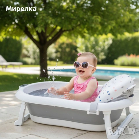 ПРОМО ! Сгъваема бебешка вана с термометър и възглавница, снимка 2 - Други - 53999157