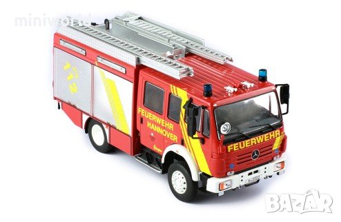 Mercedes-Benz LF 16/12 Ziegler Hannove пожарна 1995 - мащаб 1:43 на IXO нов в PVC дисплей-кейс, снимка 7 - Колекции - 44381465