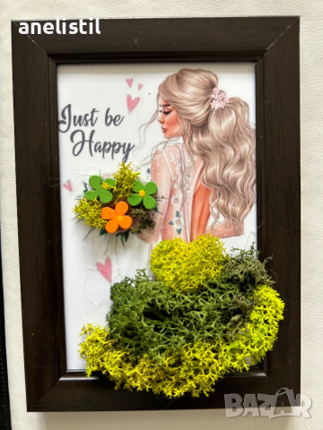 Рамка със скандинавски мъх , снимка 3 - Декорация за дома - 44759159