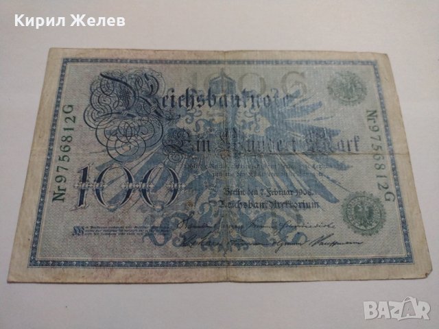 Райх банкнота - Германия - 100 марки / 1908 година- 17930, снимка 1 - Нумизматика и бонистика - 31034638