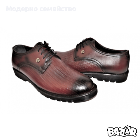 Мъжки обувки в бордо с връзки, снимка 2 - Официални обувки - 44757237