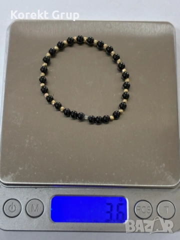 Гривна с мъниста 14к злато, снимка 4 - Гривни - 54122024