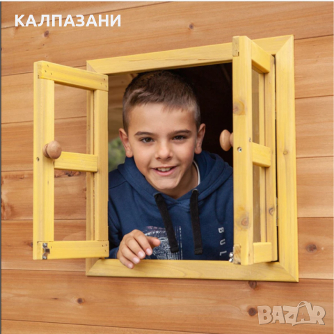 Голяма Детска Къща GINGER HOME с Пясъчник и Пързалка, за Игра на Открито в Двора и Градината, Дървен, снимка 14 - Други - 44670250