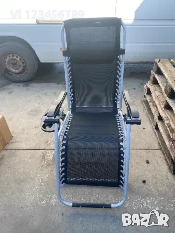 Сгъваем стол шезлонг, поставка за чаша, здрава конструкция, до 150кг, снимка 7 - Къмпинг мебели - 50803214