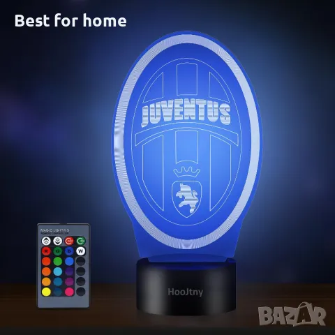 Juventus 3D лампа с дистанционно, 16 цвята димируема