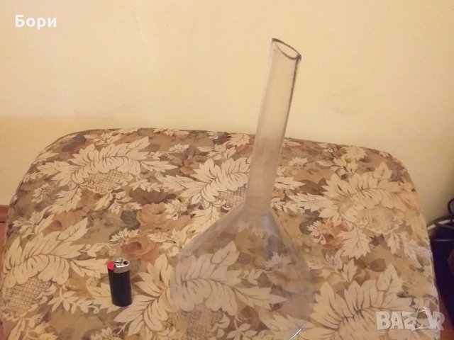 Голяма стъклена фуния, снимка 2 - Буркани, бутилки и капачки - 29745008