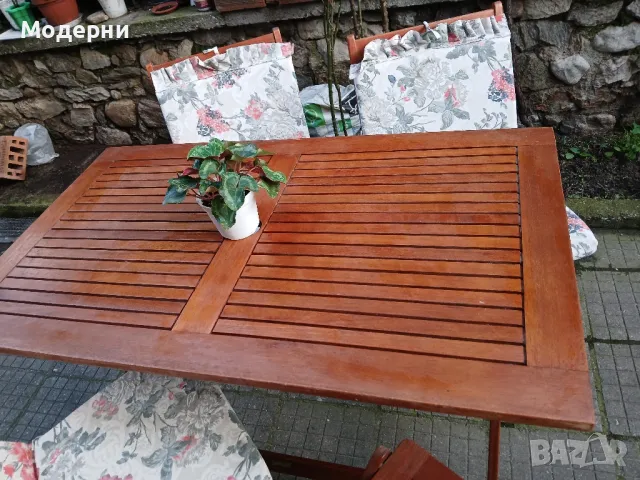 Дървена маса и 4 стола , снимка 7 - Градински мебели, декорация  - 49935132