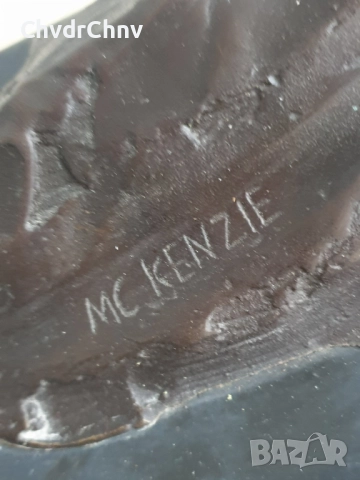 77см-10кг McKenzie статуя-композиция/канадска голяма бронзова скулптура/фигура на индианец с лък, снимка 13 - Статуетки - 52893100