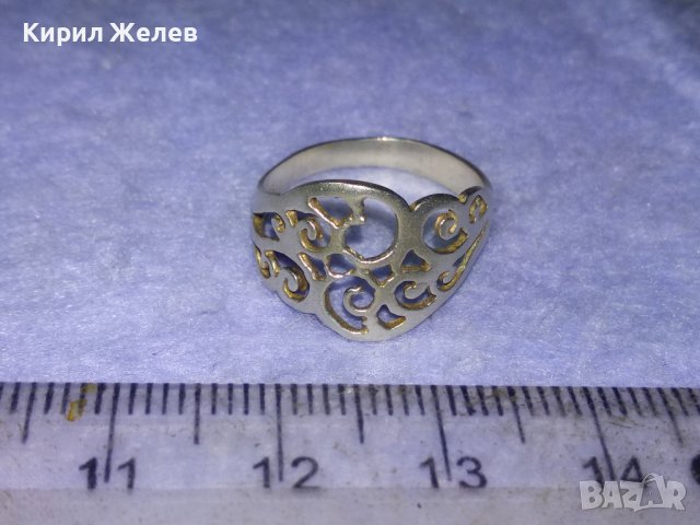ПРЕКРАСЕН АЖУРЕН СРЕБЪРЕН АРТ НУВО СТИЛ ПРЪСТЕН СРЕБРО 925 АНГЛИЯ МАЙСТОРСКО БИЖУ 40105, снимка 3 - Пръстени - 42763000