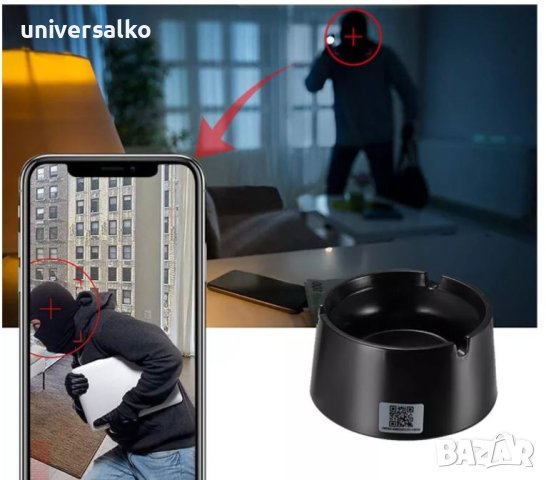 Скрита камера в пепелник, шпионска WIFI камера с FullHD, видеонаблюдение, снимка 2 - IP камери - 42267383
