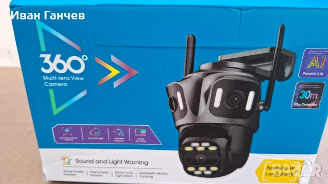 Тройна IP камера с WiFi приложение iCSee безжична камера 12MP ;НОВИ, снимка 3 - IP камери - 52774678