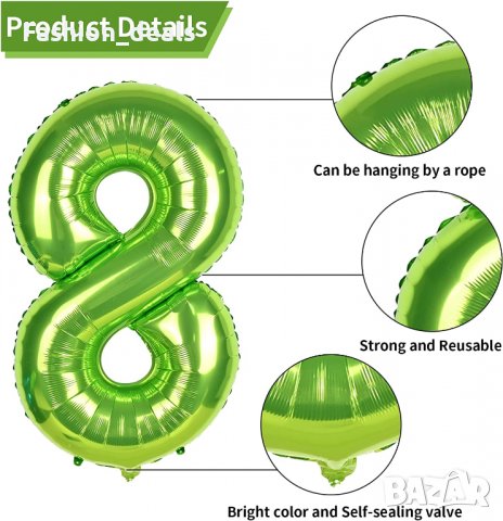 Нови зелени балони с големи числа 18 за Рожден ден Парти Декорации Украса, снимка 4 - Други - 39743615