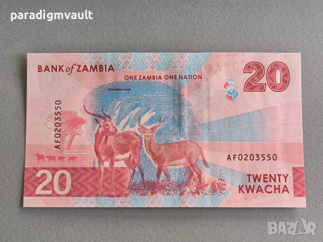 Банкнота - Замбия - 20 квача UNC | 2025г., снимка 2 - Нумизматика и бонистика - 51023325