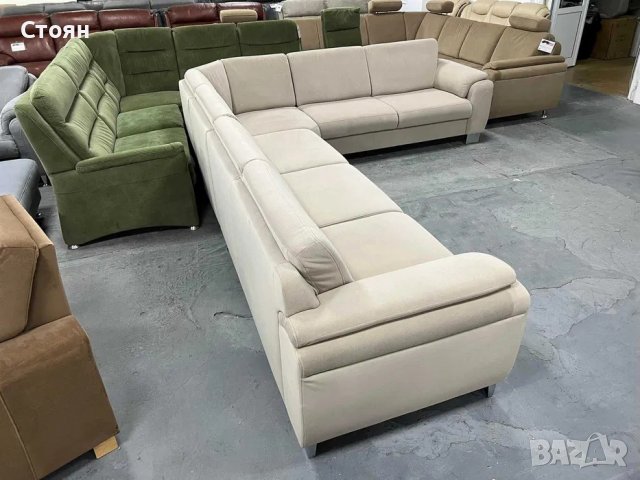 Голям Кремав ъглов диван от плат "ZE - EM05003", снимка 6 - Дивани и мека мебел - 39965502