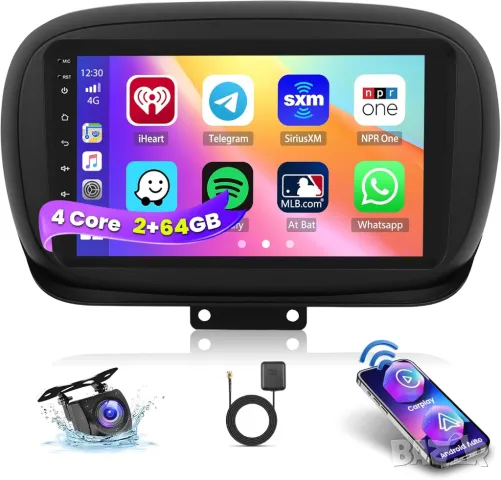 Мултимедия, Двоен дин, за FIAT 500X, Андроид, навигация, 2 Дин, плеър, Android, Фиат, 2DIN от 2014г