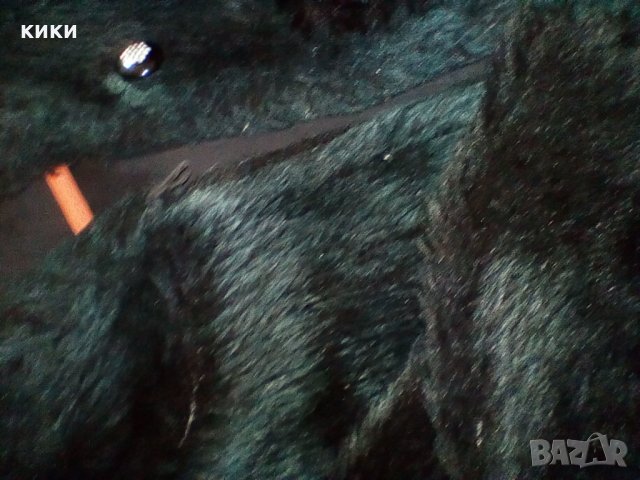 Дамско черно палто ЕКО кожа/косъм/