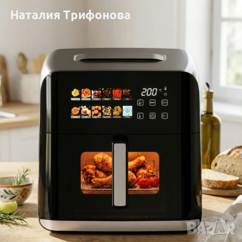 Еърфрайър Oliver Voltz OV51980CF, 1800W, 8 литра, Двоен нагревател, 12 Програми, LED дисплей и прозо, снимка 3 - Други стоки за дома - 54168879