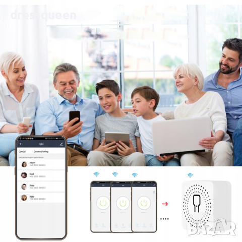 3990 Смарт WiFi превключвател с 16A реле, смарт модул за осветление - двуканален, снимка 4 - Други - 44803895