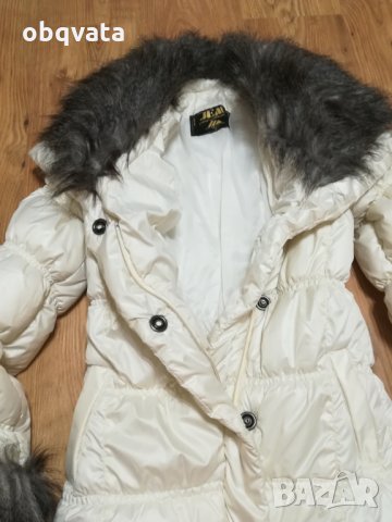 Дамско бяло яке с пухкава яка и ръкави С/М, снимка 3 - Якета - 34982862