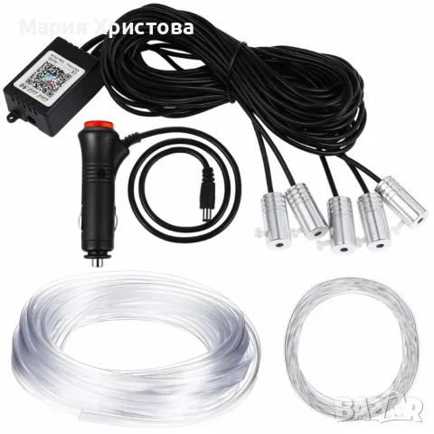 RGB LED осветление за интериор на автомобил с Bluetooth управление и музикален режим A6139