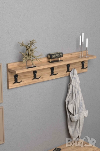 Дървена закачалка за стена - 5 цвята / Стенна закачалка, снимка 3 - Закачалки - 49347471