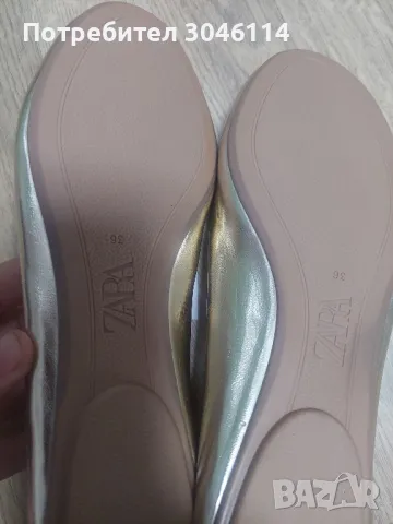 златни пантофки Зара, снимка 4 - Дамски ежедневни обувки - 49598868