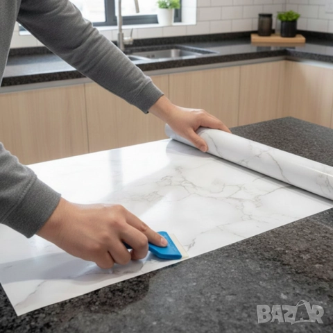 Мраморно самозалепващо фолио за обновяване на дома – водоустойчиво, здраво, практично, снимка 4 - Други стоки за дома - 52933715