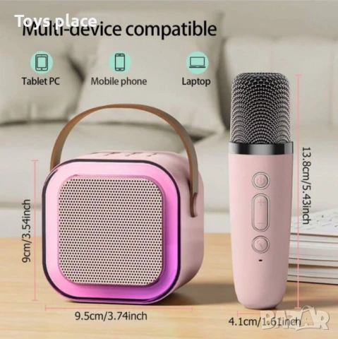 Комплект от блутут колонка  и 2 караоке микрофона с LED цветове, безжичен, Bluetooth, вокалн, снимка 2 - Караоке - 50798304