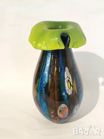 Голяма стъклена ваза - Разцъфване, снимка 3 - Вази - 39064034