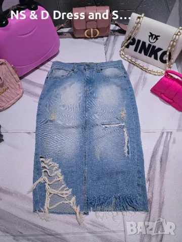 Дамска дънкова  атрактивна пола, снимка 3 - Поли - 38639605